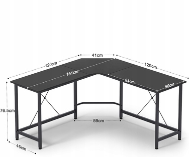 Кутовий L-подібний стіл 150x150 см, ігровий та офісний
