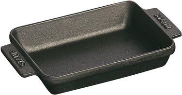 STAUB Oven Dish/Serving Dish/Casserole Dish, rectangular with 2 handles, 15x11 cm, 0.25 L, cast iron, suitable for all stovetops including induction & oven, black, 18 cm