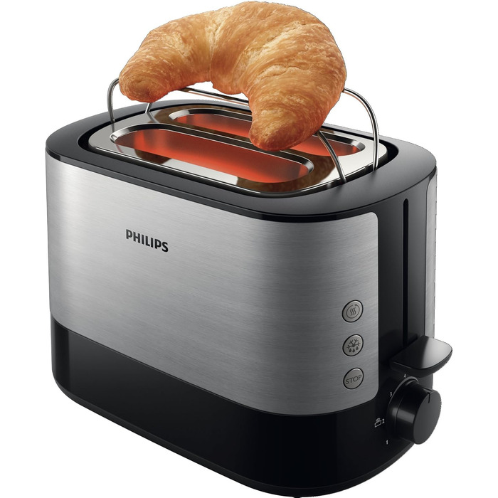 Philips HD2639/90 – Toaster (730 W, extra wide slot, sandwich accessory), Black and Silver