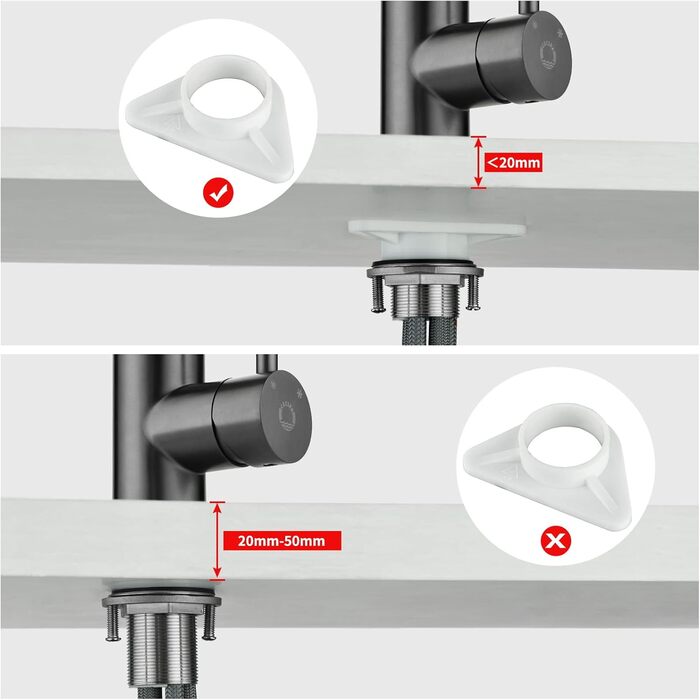 Змішувач кухонний висувний CECIPA з душем, нержавіюча сталь, 2 режими, 360° обертання, високий тиск, щіткова сталь (грашко-чорний)