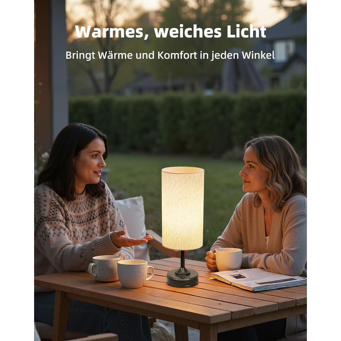 Світлодіодна настільна лампа EZVALO з сенсорним димером, акумуляторна (4000mAh), USB-C, тепле світло 2700K, чорна - 1 шт.