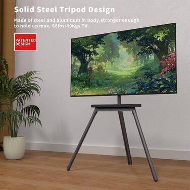 Підставка для телевізора PUTORSEN: поворотна, регульована по висоті, 43-65 дюймів, з полицею, до 40 кг, VESA 400x400, сіра