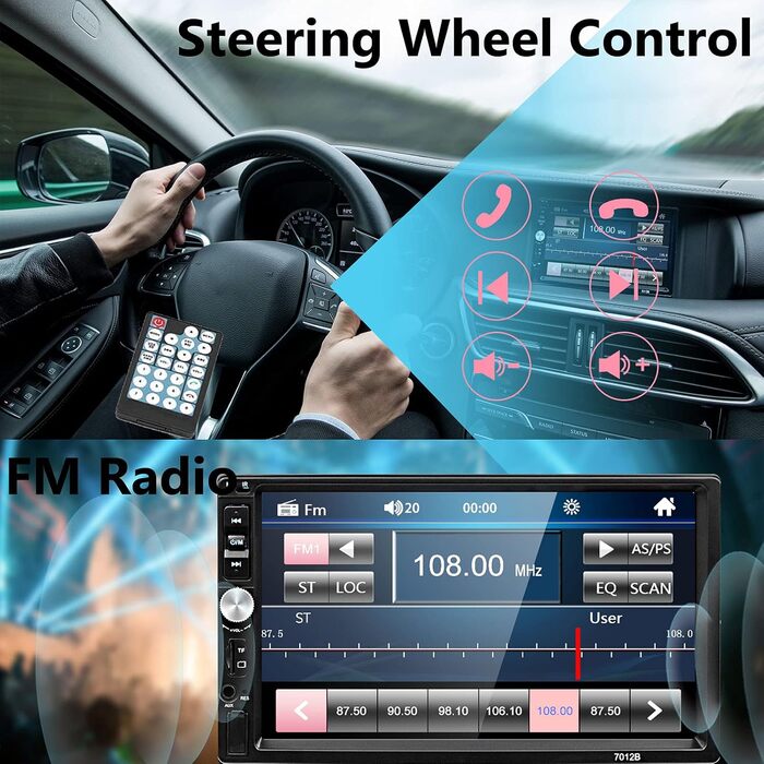 Автомагнітола 2 DIN з Bluetooth, 7