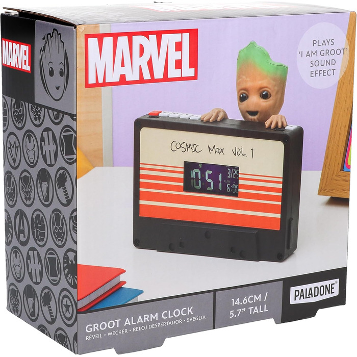 Paladone Marvel I Am Groot Alarm Clock - Officially Licensed Guardians of the Galaxy Digital Clock with Alarm Timer, Living & Bedroom Decoration for Superhero Fans, Collector's Gift - 5.7
