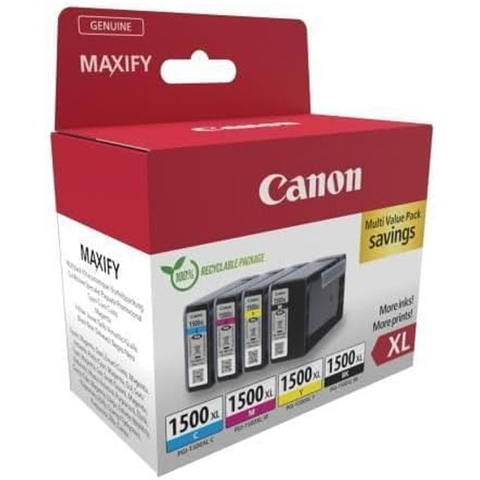 Комплект картриджів Canon PGI-1500 XL (Чорний, Блакитний, Пурпуровий, Жовтий) — набір з 4-х чорнильних картриджів підвищеної ємності