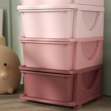 HOMCOM Chest of Drawers for Kids' Room, 4-Tier Toy Organizer, Toy Storage, Pink
