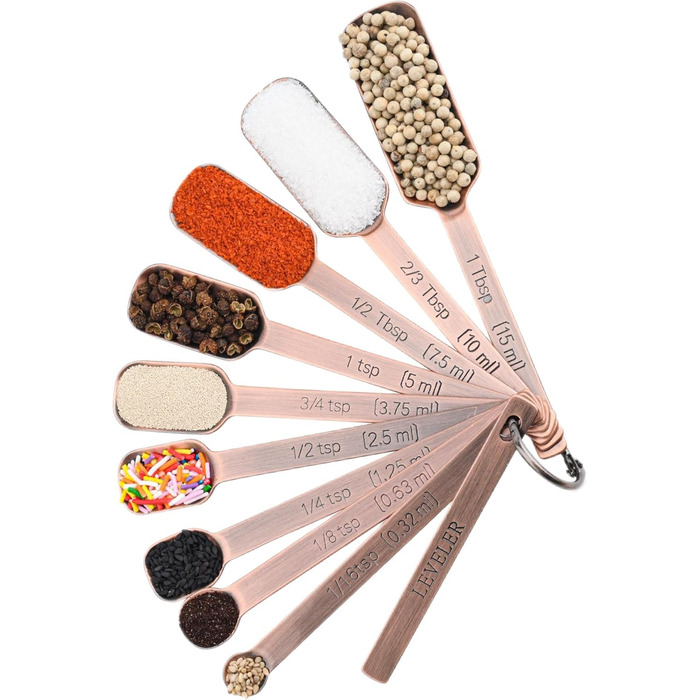 Measuring cup and spoon set, 18/8 stainless steel, measuring cups and spoons, metric and US measuring tool set, durable, 7 cups and 9 spoons, 1 leveler for baking and kitchen