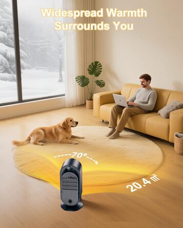 Електричний обігрівач, портативний обігрівач для кімнати, енергозберігаючий 1500W, керамічний з термостатом, таймером та 3 режимами, захист від перегріву та перекидання для офісу та спальні