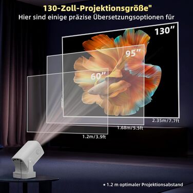 Beautiebeam Beamer: Міні проєктор Full HD 1080P/4K з автотрапецеїдною корекцією, Android 11, Bluetooth 5.0, WiFi 2.4/5G, 180° обертання для дому та на вулицю