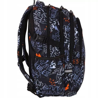 Великий багатокамерний шкільний рюкзак CoolPack чорний зі світловідбиваючими елементами