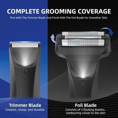 Триммер для тіла INVJOY Manscape: чоловічий триммер для тіла, триммер для паху, вологостійкий, USB-C, з LED-підсвічуванням