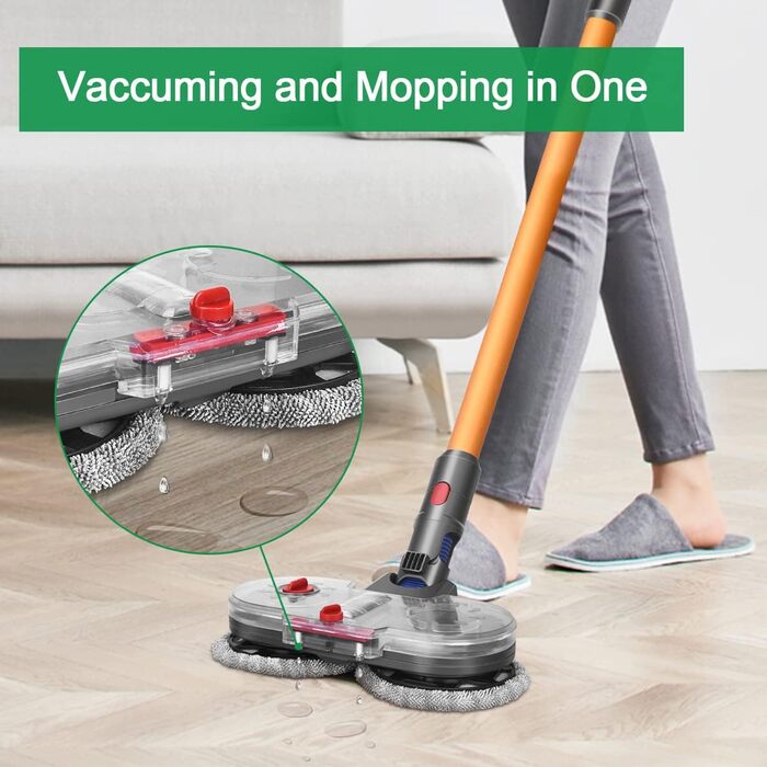 Насадка для пилососа Dyson V15/V11/V10/V8/V7 Jajadeal: електричний миючий моп з баком та змінними мікрофібрами (12 шт.)