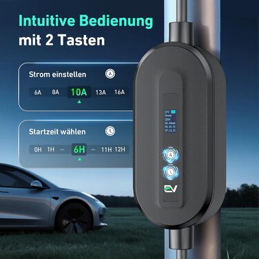 Кабель для зарядки електромобіля EVJUICION Typ 2 Schuko, 3.68kW, 6м, 6-16A, IP67. Підходить для ID.3, ID.4, X1, Model Y/3 та інших PHEV/EV