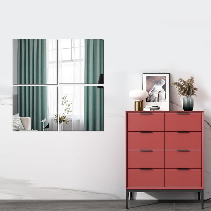 Акрилові дзеркала на стіну, самоклеючі, 4 шт., безпечні, для макіяжу, дому, спортзалу (30x30 см, 20x20 см)