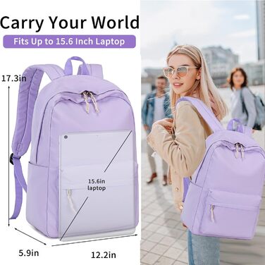 Шкільний рюкзак LOIDOU для дівчаток та хлопчиків-підлітків. Легкий, водонепроникний, з сіткою. Колір: фіолетовий/білий