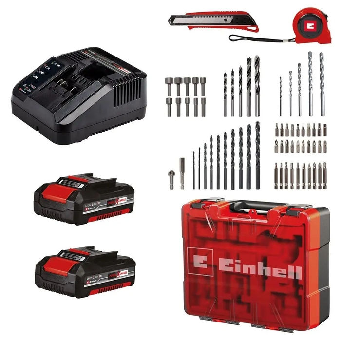 Ударний дриль-шурупокрут Einhell TE-CD 18/40 Li-i +64 (2x2,0Аг)
