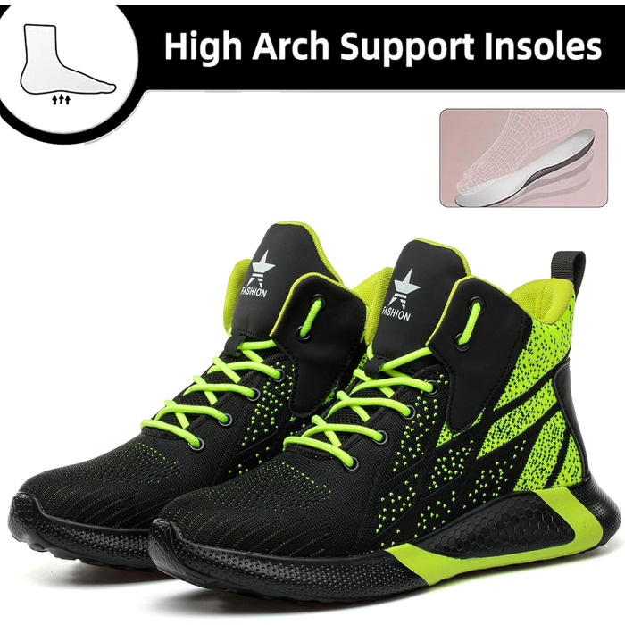 Легкі захисні черевики для чоловіків та жінок. Робочі черевики з металевим капом, дихаючі, неслизькі. Розміри 35-48 EU (39 EU), колір зелений.