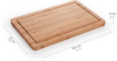 Blumtal Cutting Board Wood made from 100% Bamboo L - 2cm thick wooden board antibacterial - solid cutting board with juice groove - wooden cutting board 38x25x2cm - Alternative to plastic cutting board