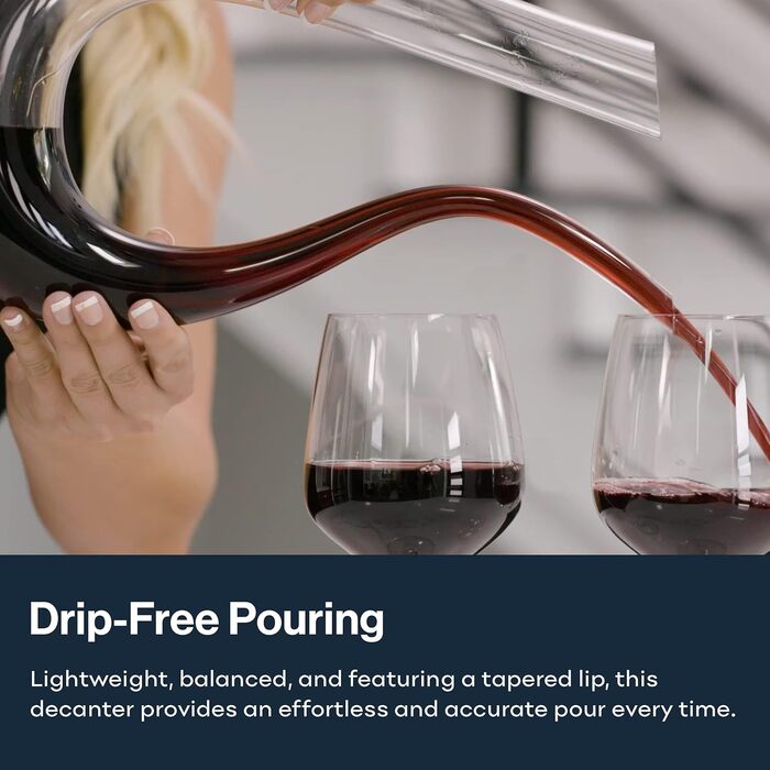 100% Lead-Free Crystal Glass U-Shaped Decanter - 1L Elegant Wine & Juice Carafe, perfect for aeration and serving, gift-ready with luxurious packaging