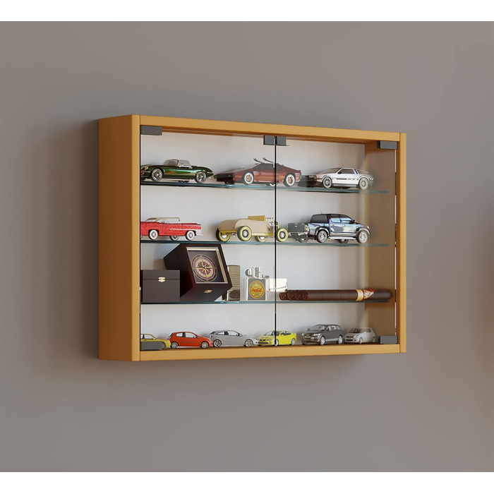 Підвісна скляна вітрина VCM Mandosa M, біла, 40x60x10 см, з загартованим склом, сучасна настінна вітрина для зберігання, компактна, для дому чи офісу