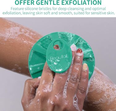 Силіконова щітка для тіла BEAUTAIL, м'яка пілінг-щітка для тіла, для жінок та чоловіків, чутлива шкіра, 1 шт. (Зелена)