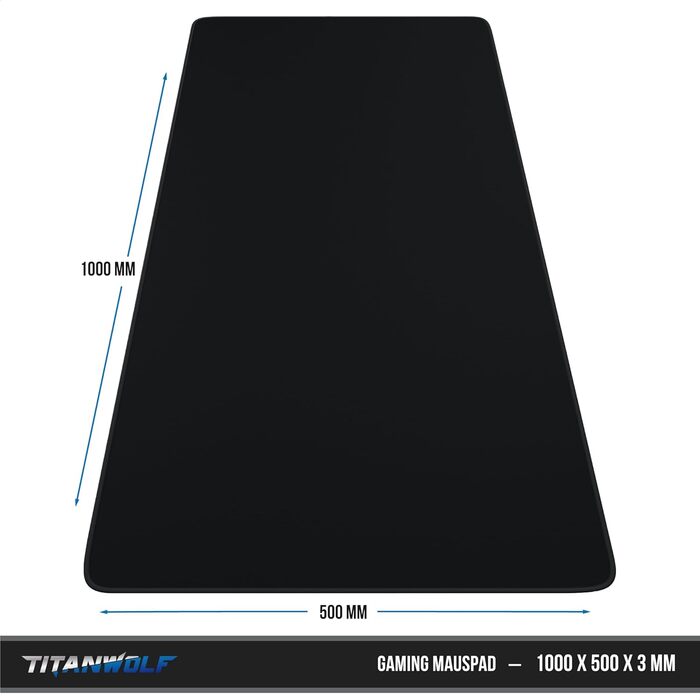 Килимок для миші TITANWOLF XXL 900x400 мм - чорний, для геймінгу, великий розмір