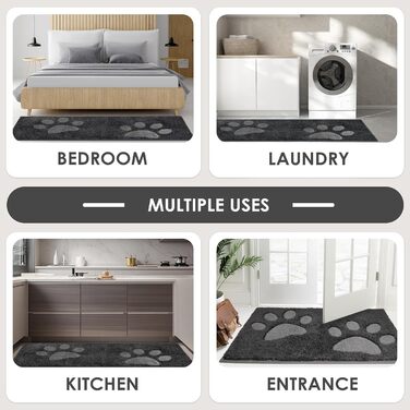 Килимок для підлоги 50 x 80 см, водонепроникний, антиковзний, для собак, вхід, вологі лапи, колір антрацит