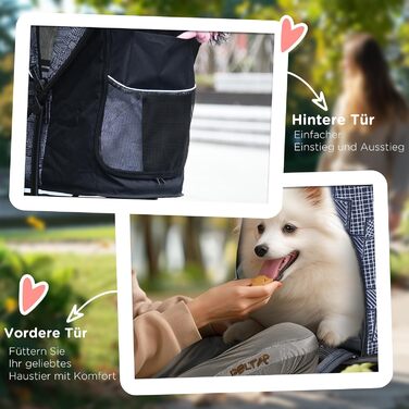 Візок для собак PawHut, складний, з подушкою, для котів та собак, чорний, 600D Oxford