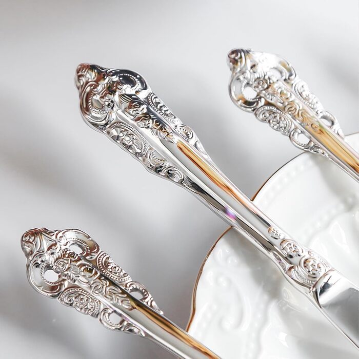 Посуд столовий срібний Barock 18/10 з нержавіючої сталі, набір 20 предметів (виделки, ложки, ножі) в подарунковій коробці