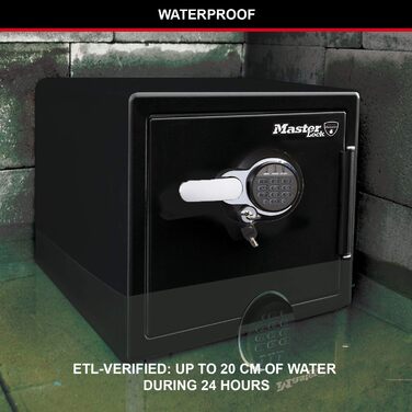 Master Lock: вогнестійкий та водонепроникний сейф, 23L, 417x348x478 мм, цифровий код, підсвічування, для дому та офісу