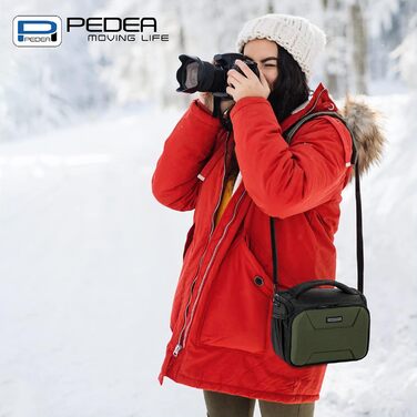 PEDEA SLR 'Guard' – Фотосумка-месенджер для дзеркальної камери (Зелена, L) з дощовиком та відділеннями для аксесуарів
