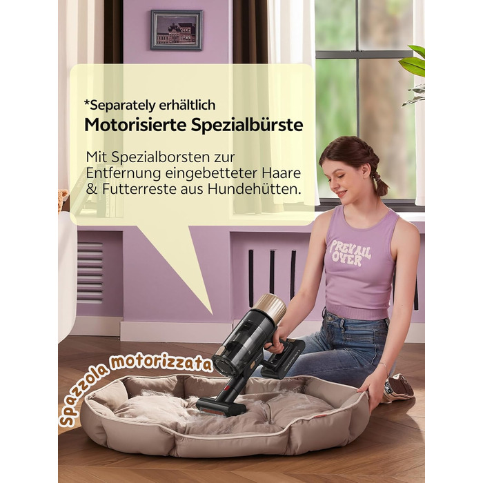 Бездротовий пилосос Ultenic U15 з акумулятором, 50000Pa, 580W, 65хв, GreenEye, антизаплутувальна щітка, телескопічна труба, для килимів, твердих поверхонь та шерсті тварин, золотий