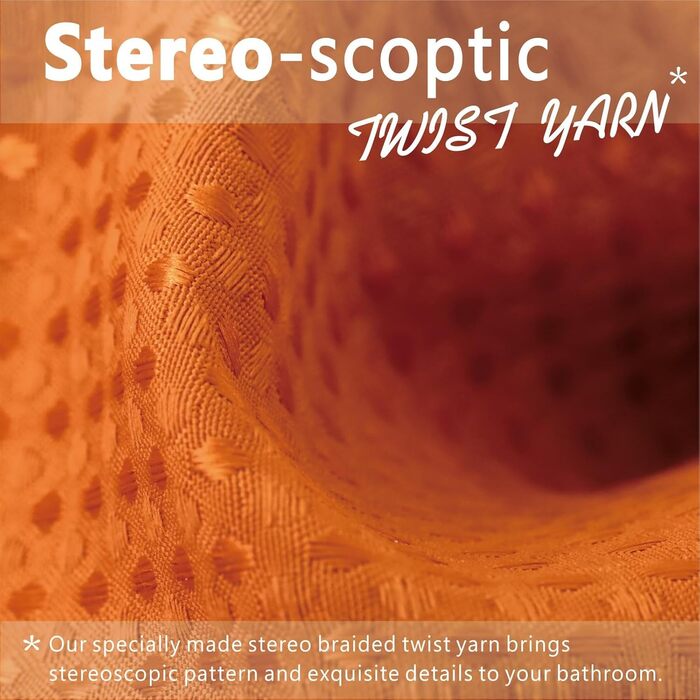 Штора для душу Waffelmuster оранжева 183x183 см, щільна поліестерова, водонепроникна, машинне прання