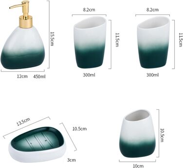 Набір аксесуарів для ванної кімнати 4 шт. сірий: дозатор мила, мильниця, 2 стаканчика для зубних щіток, золотий мармурний візерунок