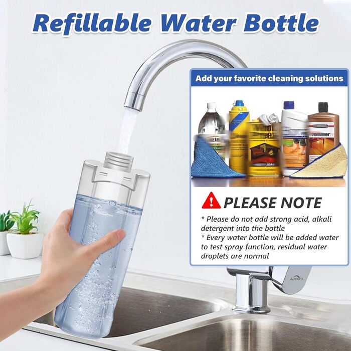 Швабра з розпилювачем MANGOTIME: швабра з розпилювачем, моп, швабра для підлоги з баком для води та 3 насадки для миття більшості поверхонь (біла)