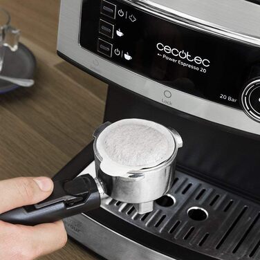 Cecotec Cumbia Power Espresso 20 Barista Aromax Espresso Machine. Power 2900 W, 2 heating systems, 20-bar pump, pressure gauge, dual outlet portafilter and 2 filters (Basic)