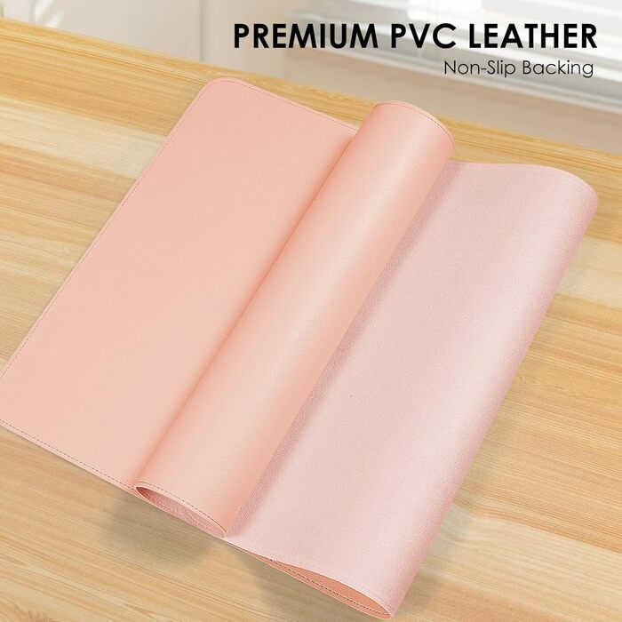 Підкладка для столу Vicwe з екошкіри PU, 80x40 см, рожева - килимок для миші, захист для офісу та дому