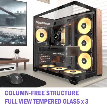 Корпус для ПК ANSAITE P7: Mid-Tower з 6 PWM ARGB-вентиляторами, скляна панель 270°, Type-C, чорний