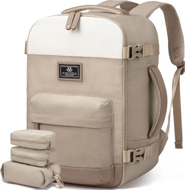 LOVEVOOK Рюкзак для ручної поклажі жіночий, великий дорожній рюкзак, 45L, валіза-рюкзак, рюкзак для подорожей, для ноутбука 17,3 дюйма, на вихідні, діловий, ручна поклажа, 1-бежевий хакі 50x20x36 см (45L, комплект)