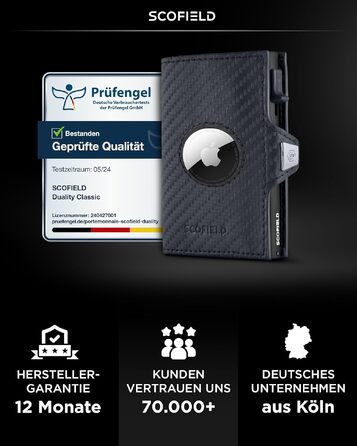 Чоловічий шкіряний гаманець SF SCOFIELD з відділенням для Apple AirTag, RFID-захистом та монетницею, Matte Black