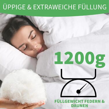 Welldora Komfort Duvet 135x200 | 100% Extra Soft Feathers & Down | Clinically Tested, Oeko-Tex, Allergy-Friendly | RDS Certified for Animal Welfare | All-Season Down Duvet 135x200 Fluffy All-Season Duvet 135 x 200 cm