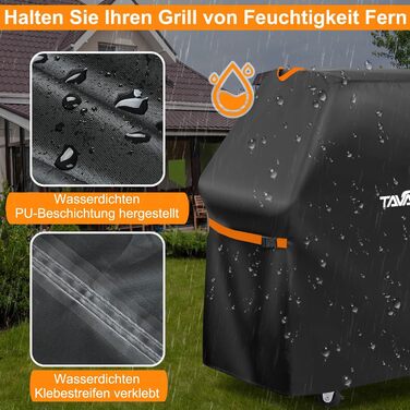 Чохол для гриля Tavaler 140x65x120 см, водонепроникний, оксфорд 420D, захисна накидка для газового гриля Weber, Enders, Char Broil