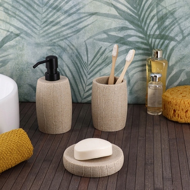 Еко-набір для ванної кімнати Binchi, бежевий — елегантний декоративний комплект