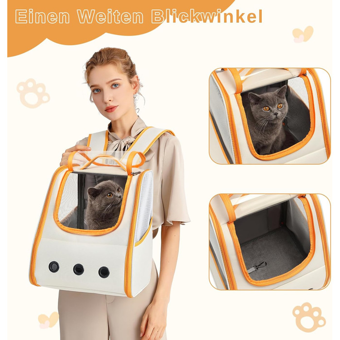 Рюкзак для кота/собаки, складаний, з вентиляцією, оранжево-білий