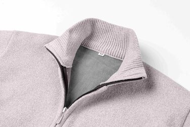 Чоловіча в'язана кофта з коміром-стійкою, на блискавці, з м'яким плюшевим підкладкою. Зручна чоловіча куртка-кардиган з тонкого в'язання для осені та зими (Бежевий, M)