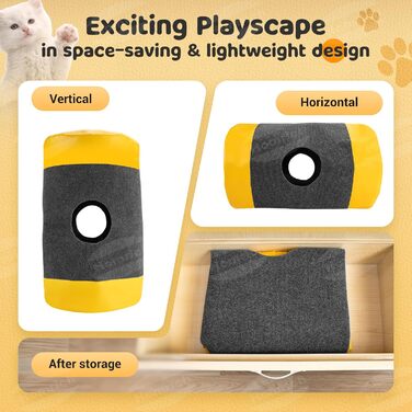 Килимок-іграшка для котів з тунелем та ігровим мішком, інтерактивне заняття для котів, центр активностей, килимок для полювання лапками, інтелектуальна іграшка для котів