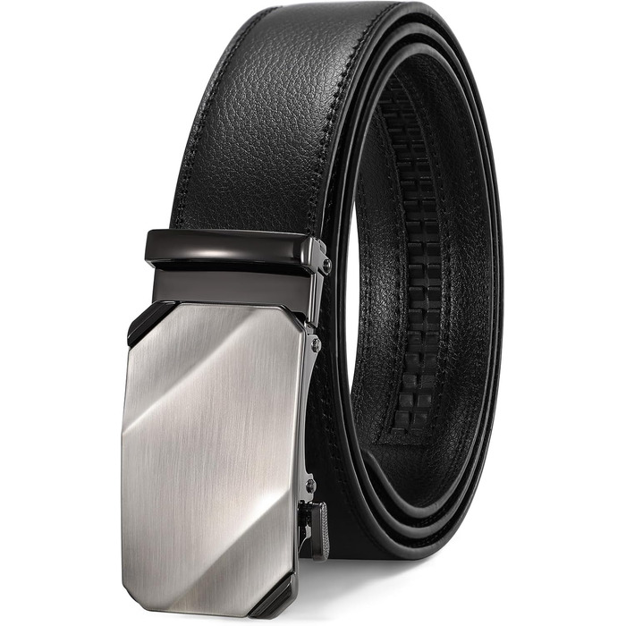 Чоловічий шкіряний ремінь SUOSDEY з автоматичною пряжкою, 35 мм, регульований без дірок, 115/130 см (чорний)