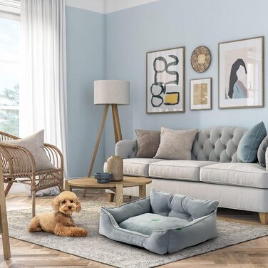 UNITED COLORS OF BENETTON. Pets - Dog and Cat Bed, Ergonomic Bed for Small Dogs, Made of Polyester, Machine Washable, Fluffy, in Grey, Size S, 50x40x18 cm