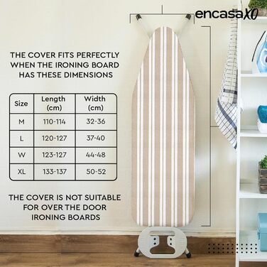 Чохол для прасувальної дошки Encasa XO Franca Beige Streifen 125x39 см, товстий, еластичний, термостійкий, бежевий в смужку