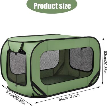 Транспортна переноска для собак та котів, складана Pop-Up, 94x53x53 см, зелена